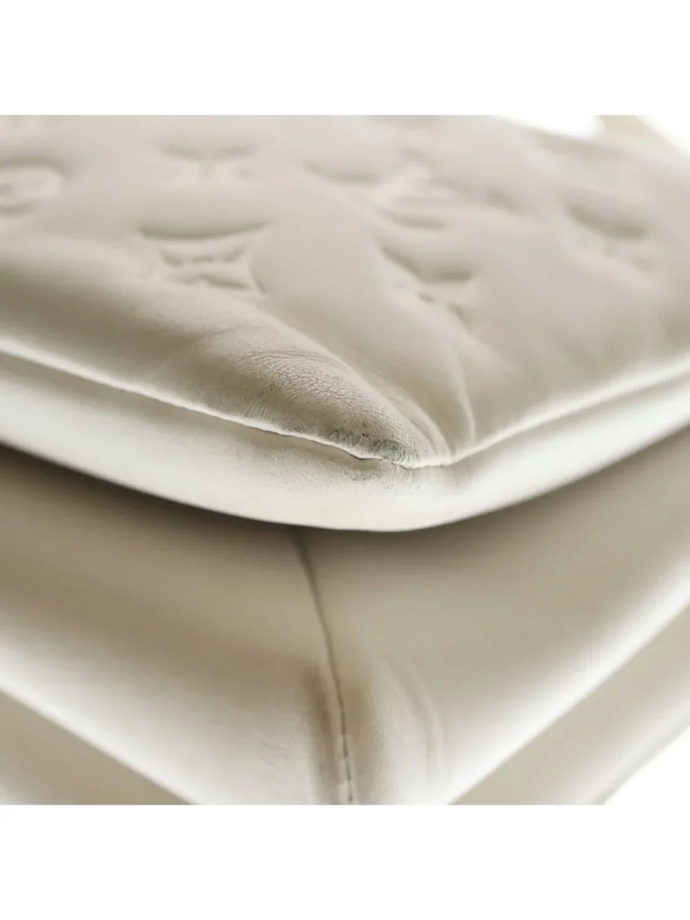 Louis Vuitton Monogram Coussin PM Cream 2-Way Chain Shoulder Bag White Leather